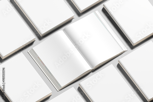 Modern magazines mockup design isolated on gray background. 3d illustration