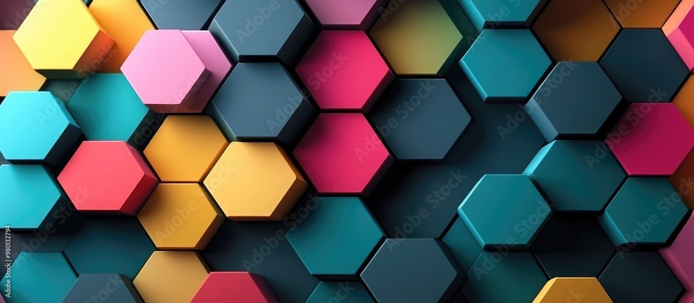 Abstract 3D Background With Hexagonal Colorful Tiled Surface Abstract 3D Background With Hexagonal Colorful Tiled Surface