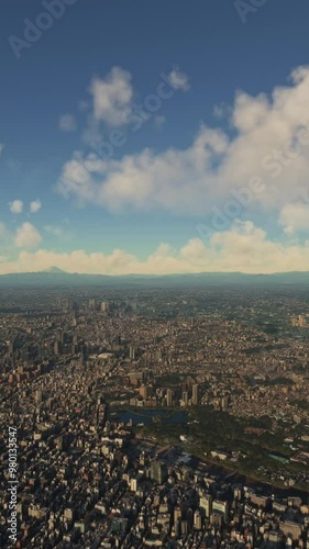 Aerial drone view of Shinobazu no Ike Pond in Tokyo city. Japan photo