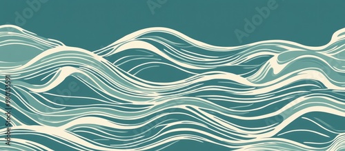 Lino Cut Background Abstract Tribal Ocean Waves Pattern