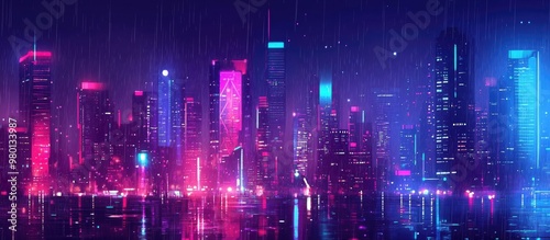 Wallpaper Mural Cyberpunk Cityscape At Night With Rainy Neon Lights Futuristic Perspective Torontodigital.ca