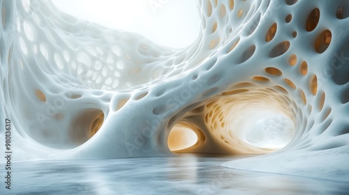 Abstract organic structure with light and fluid forms. photo