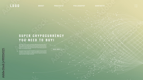 Landing page abstract design with expansion of line element. Template for website or app with tentacle shape.