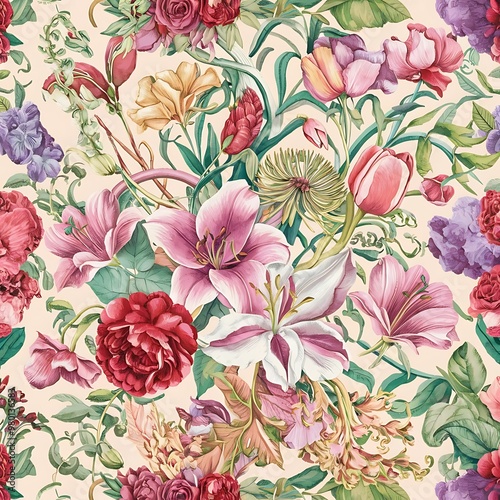Floral seamless pattern, watercolor illustration