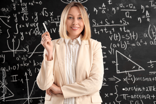 Mature female math teacher ...