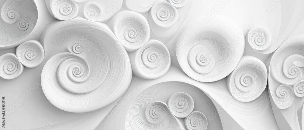 Line art illustration featuring white spirals Line art illustration featuring white spirals