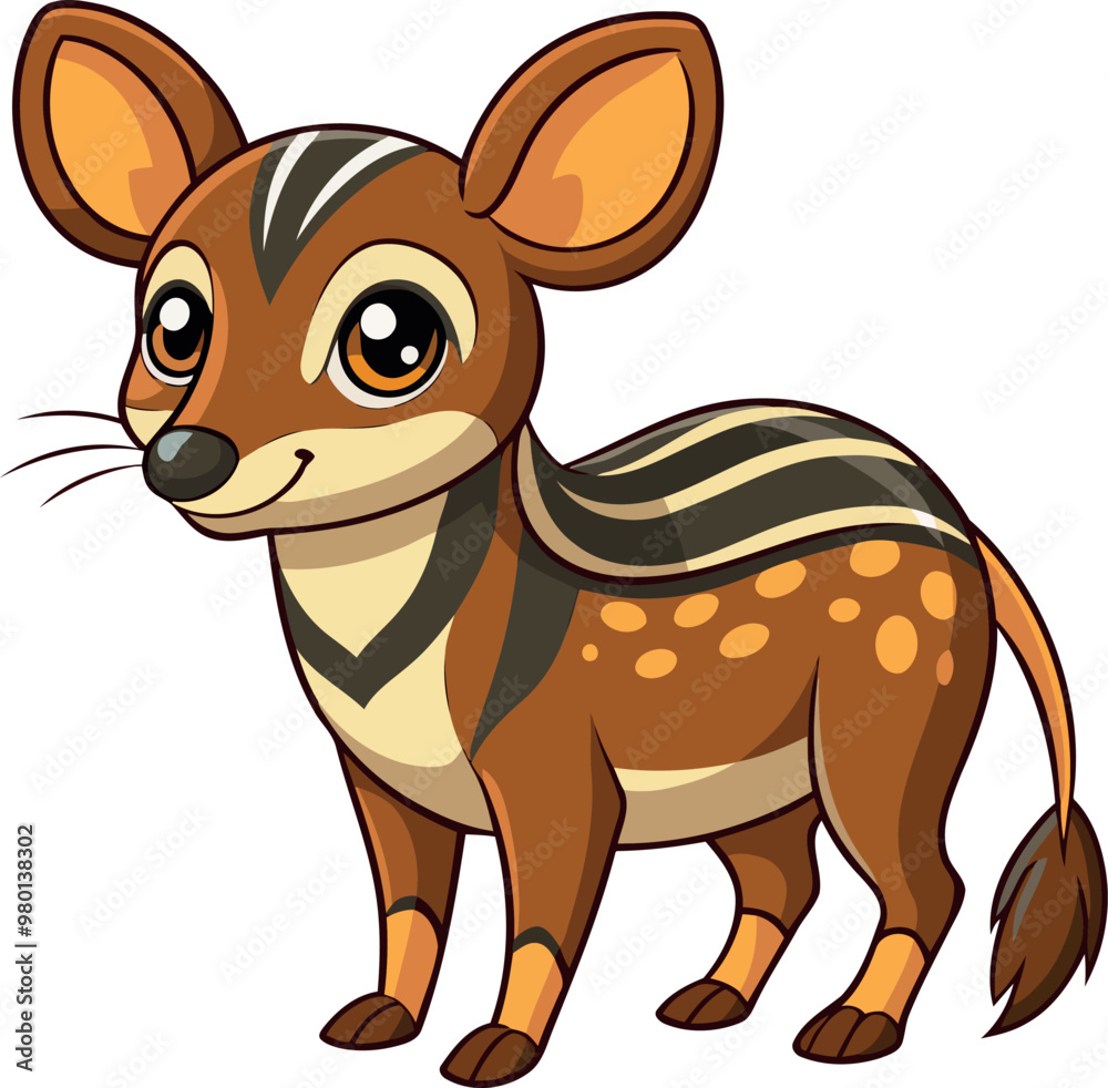 Obraz premium A mouse deer cartoon animal with a striped tail