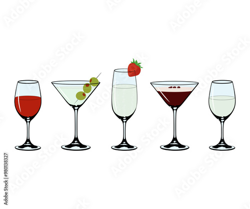 set of cocktails