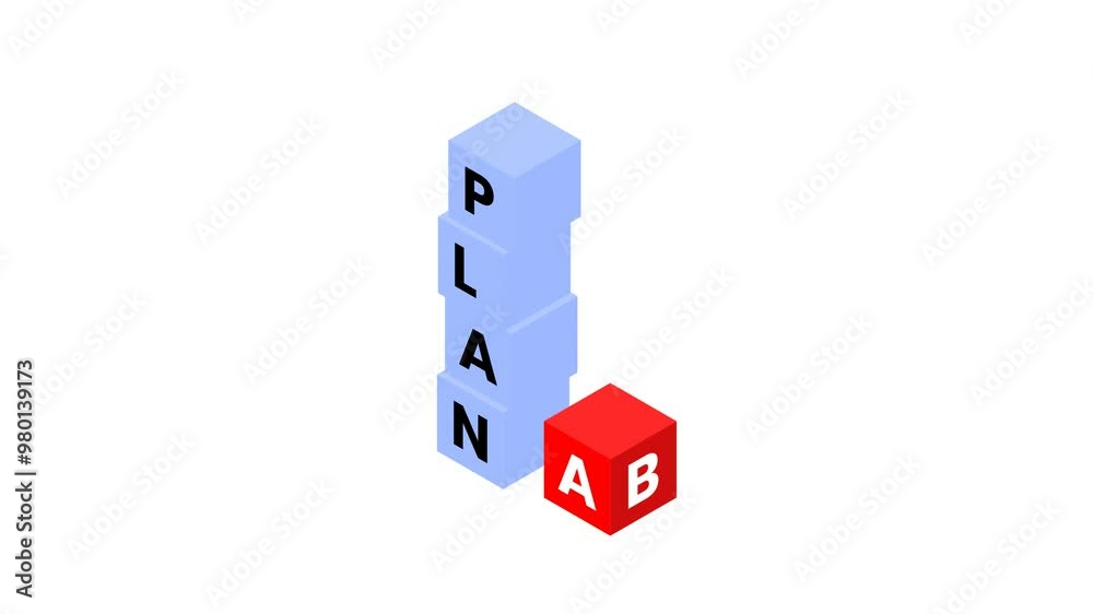 Animation of stacking boxes with plans A and B written on them. Animation of stacking boxes with plans A and B written on them.