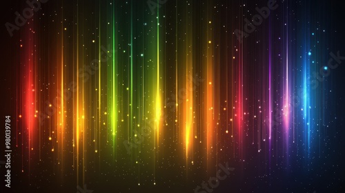 Abstract Rainbow Lights and Glittering Stars