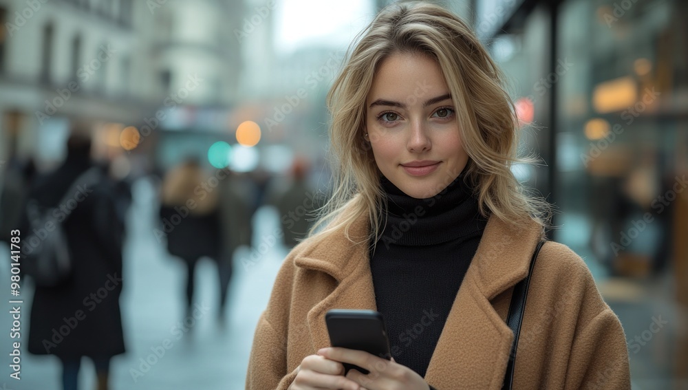 Young Woman with Phone in Urban Setting