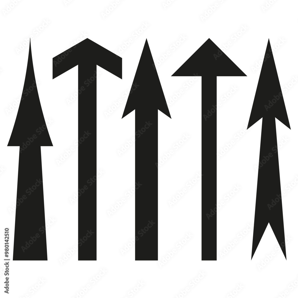 Abstract arrow shapes. Growth and progress symbols. Directional vector icons.