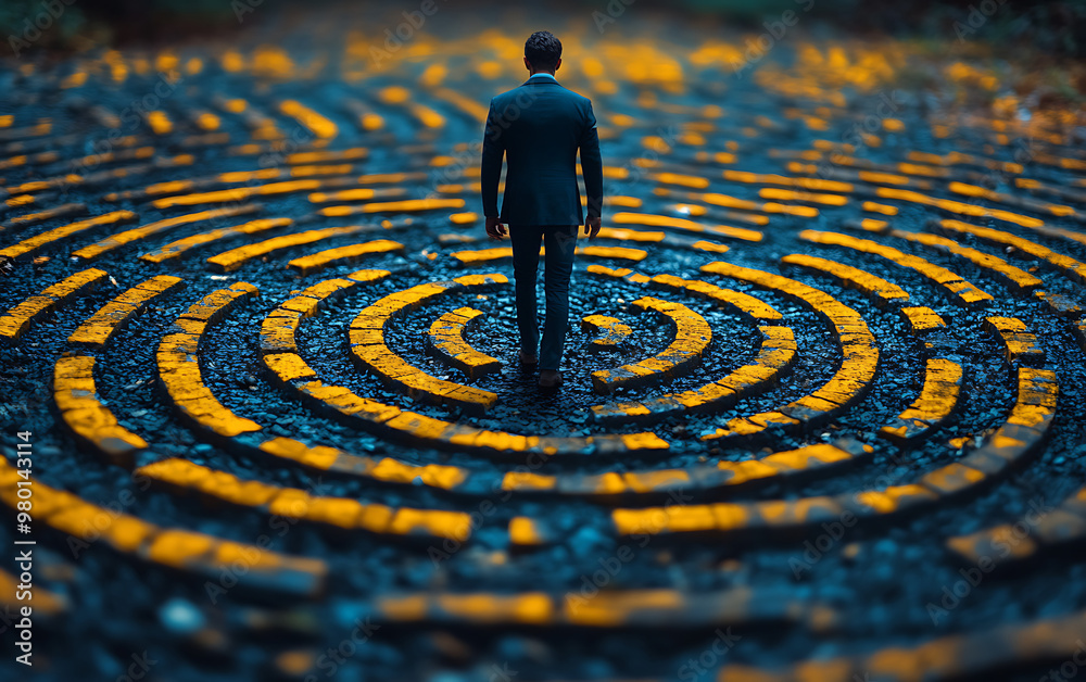Success Journey: Businessman on Career Path Visual Success Journey: Businessman on Career Path Visual