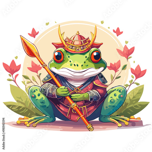 Warrior Frog Design, Samurai Theme, Dynamic, Artistic photo