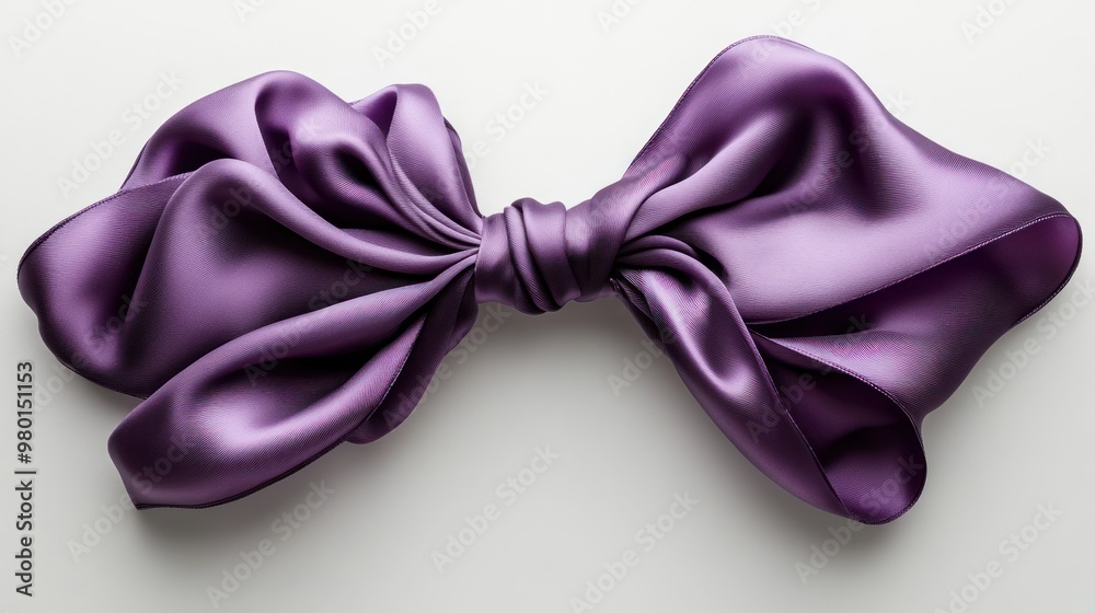 A large, elegant purple satin bow, beautifully arranged. A large, elegant purple satin bow, beautifully arranged.