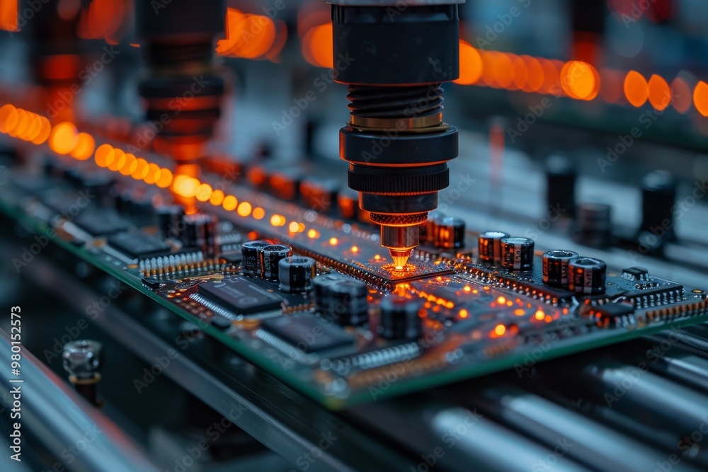 Fototapeta premium Efficient pcb manufacturing laser soldering machines and microcircuit production techniques