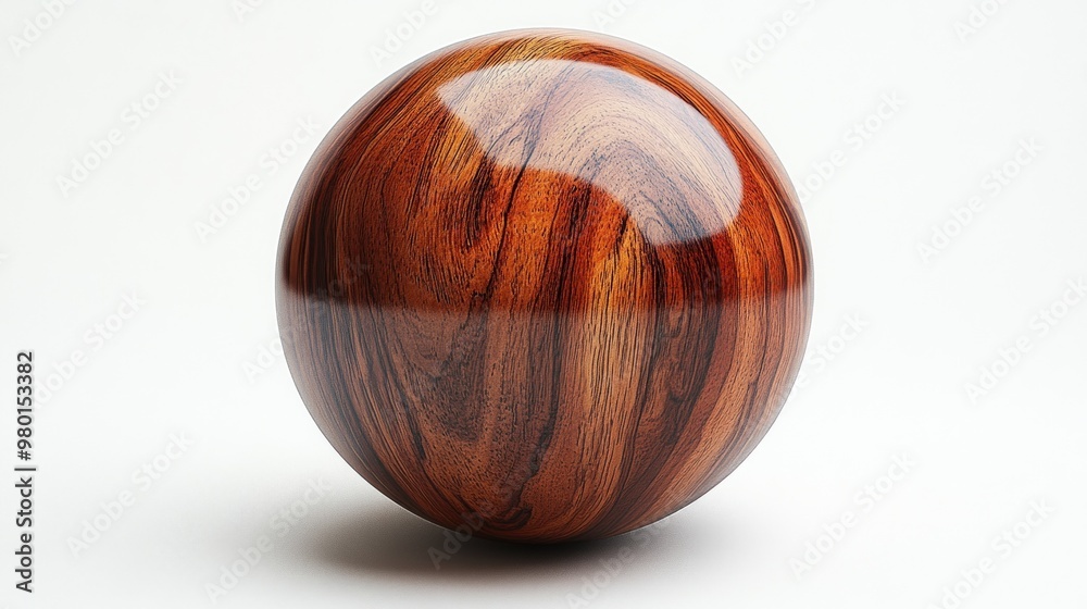 A polished wooden sphere showcasing rich grain patterns.