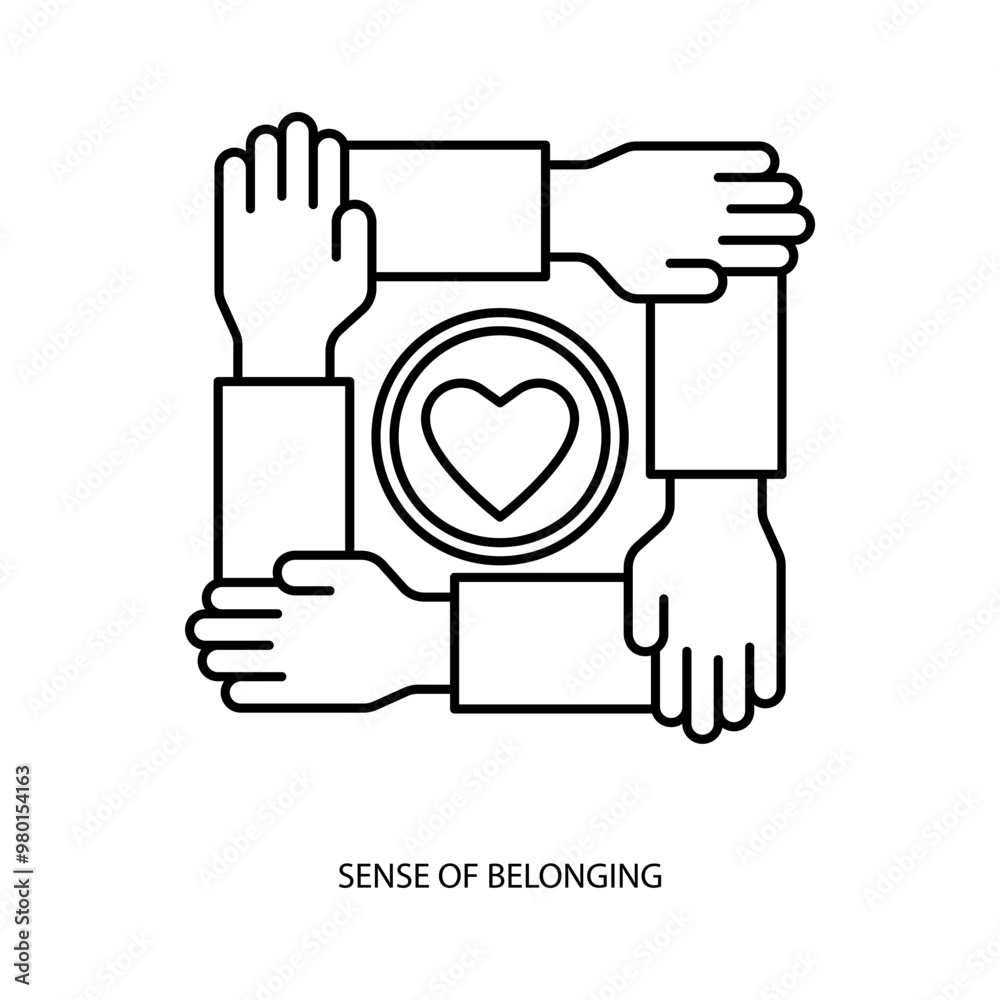 sense of belonging concept line icon. Simple element illustration. 
sense of belonging concept outline symbol design.