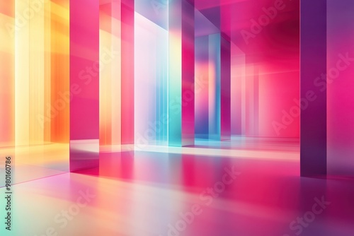 Abstract Colorful Glass Columns and Reflections