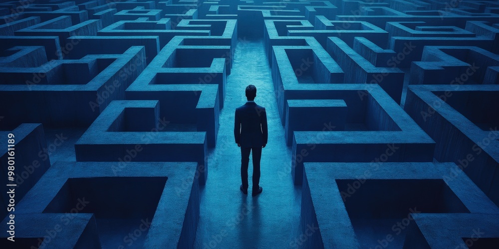Person Navigating a Maze Towards Success