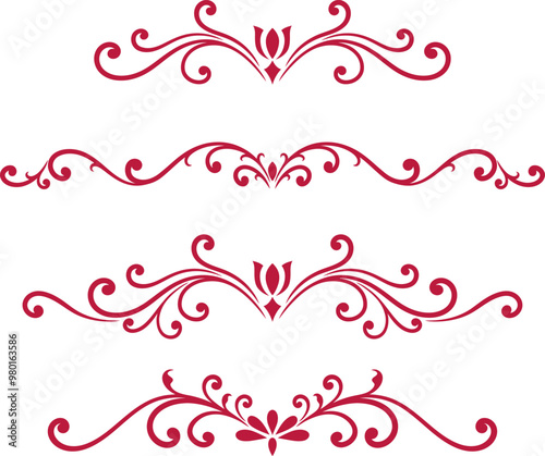 Set of decorative divider elements. Border florish collection. 