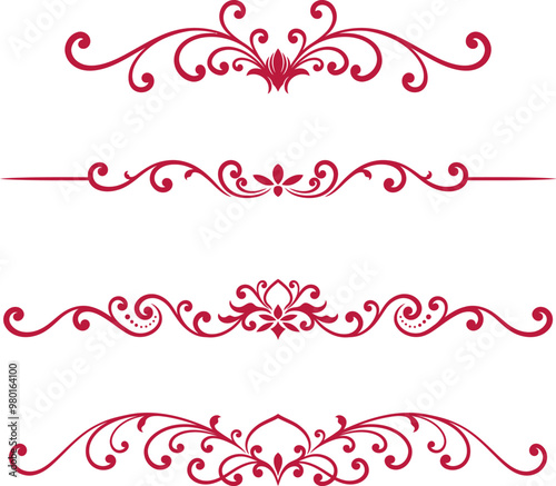 Set of decorative divider elements. Border florish collection. 