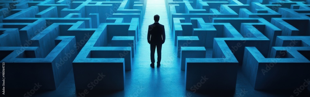 Person Navigating a Maze Towards Success Person Navigating a Maze Towards Success