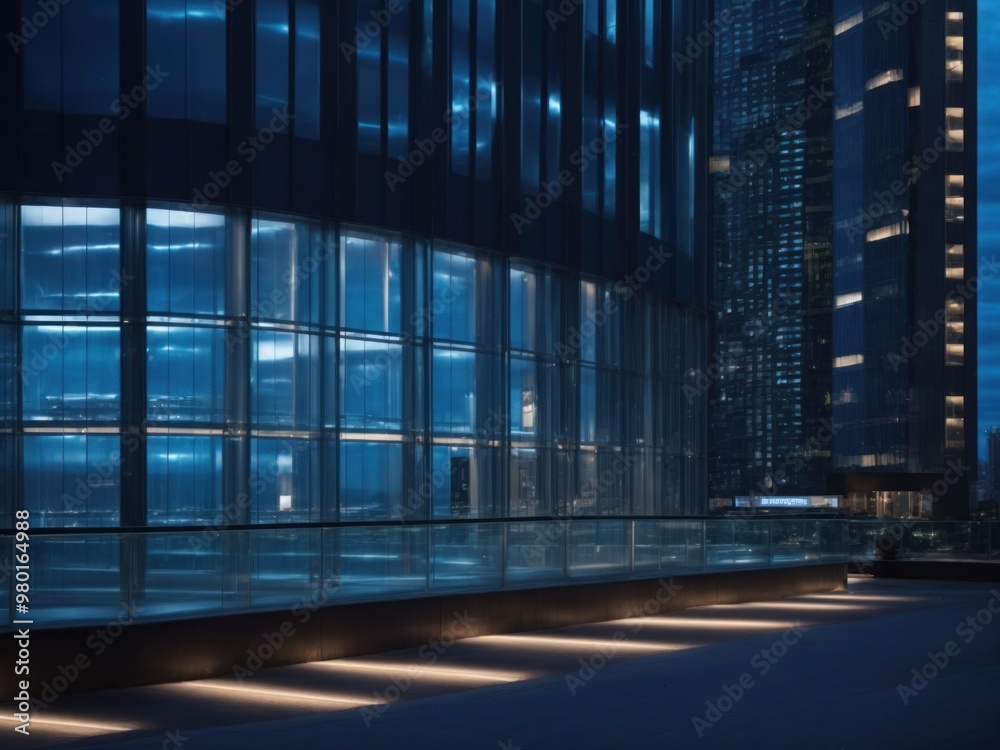 skyscraper with blue tinted windows at night skyscraper with blue tinted windows at night