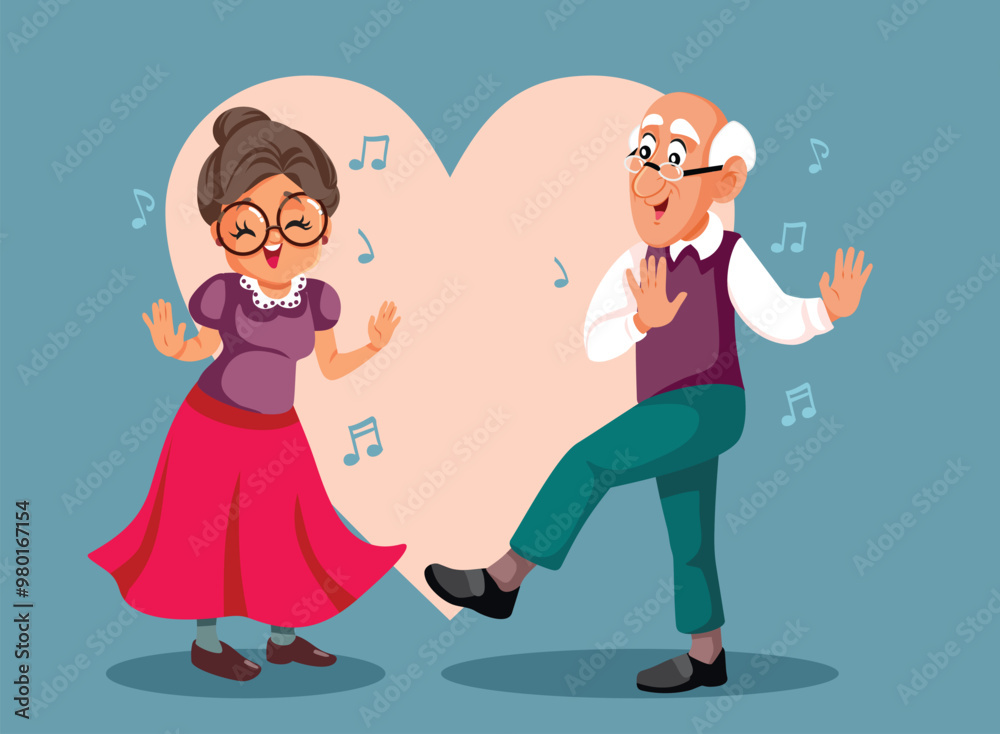 Old Couple in Love Dancing Together Vector Cartoon Illustration. Cheerful grandparents having fun partying with energy and joy
Old Couple in Love Dancing Together Vector Cartoon Illustration. Cheerful grandparents having fun partying with energy and joy