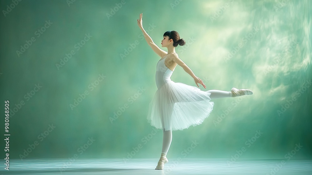 Graceful ballerina performing an elegant dance in a serene atmosphere, showcasing beauty and artistry in motion. Graceful ballerina performing an elegant dance in a serene atmosphere, showcasing beauty and artistry in motion.
