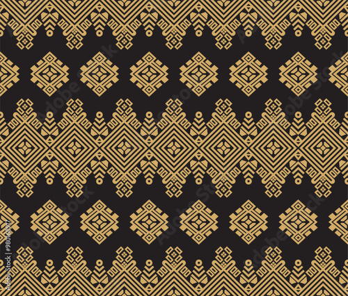 Vector illustration of elegant traditional Indonesian songket motif gold design pattern elements. Suitable for songket motifs, batik on cloth, backgrounds, weaving.