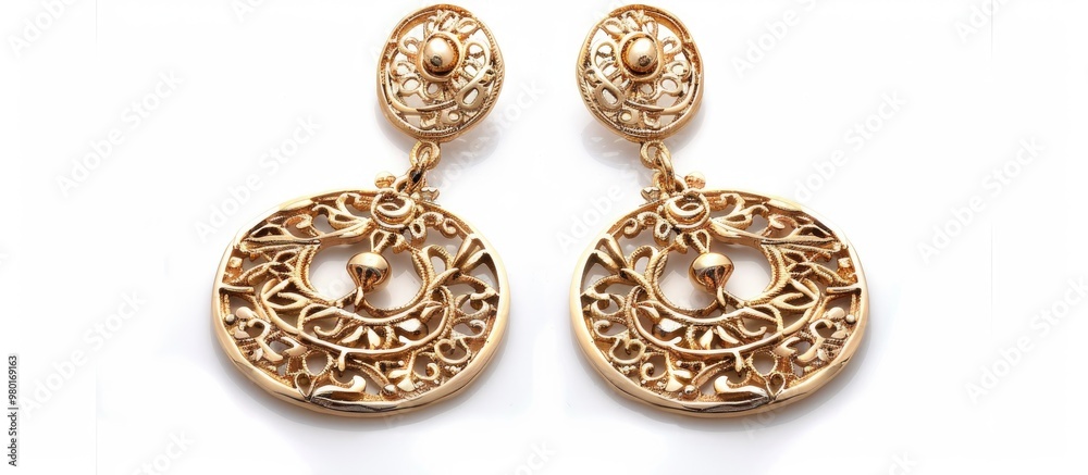 Ancient Style Earrings Isolated On White Background Ancient Style Earrings Isolated On White Background