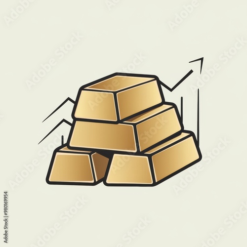 Gold Bullion Investment: Precious Metal Trading Minimalist Illustration