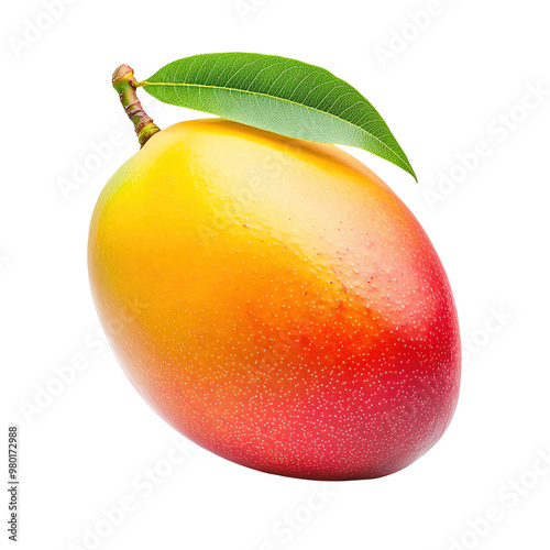 Fresh mango with vibrant yellow and red skin, showcasing its natural beauty and healthy appeal. photo