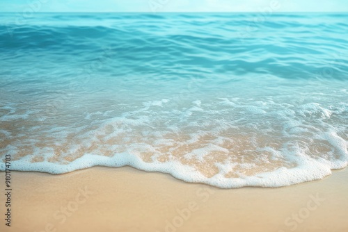 Foamy Waves Crashing on a Sandy Beach