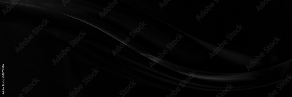 Black gray satin dark fabric texture luxurious shiny that is abstract silk cloth background with patterns soft waves blur beautiful.