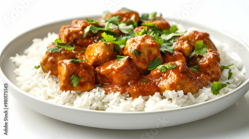 A delicious bowl of rice topped with flavorful curry meatballs and fresh herbs, perfect for food lovers and culinary enthusiasts.