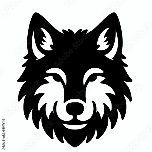 Wolf head clip art symbol icon vector silhouette illustration photo