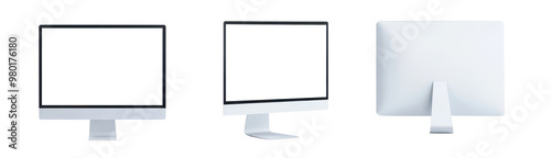 Modern Computer Mockup - Front, Side, Back View.