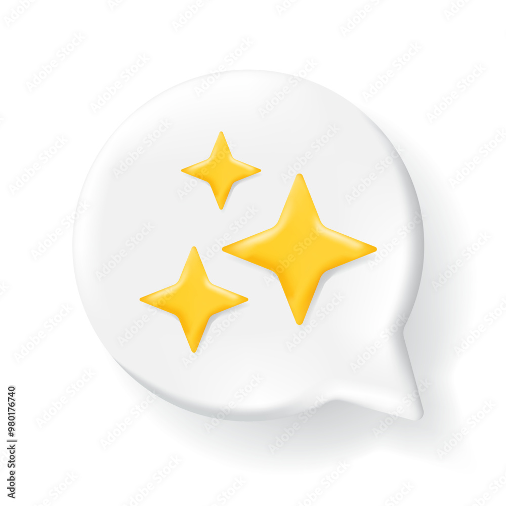 3d Speech bubble with gold sparkle stars set, Chat message notification alert icon, glossy yellow four pointed shining stars concept for magic sparkling decoration. Realistic 3d design vector render 3d Speech bubble with gold sparkle stars set, Chat message notification alert icon, glossy yellow four pointed shining stars concept for magic sparkling decoration. Realistic 3d design vector render