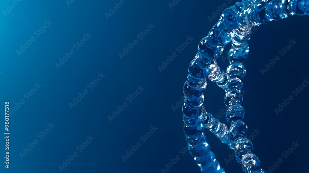 Abstract Water Drops Forming a Circular Shape on a Blue Background Abstract Water Drops Forming a Circular Shape on a Blue Background