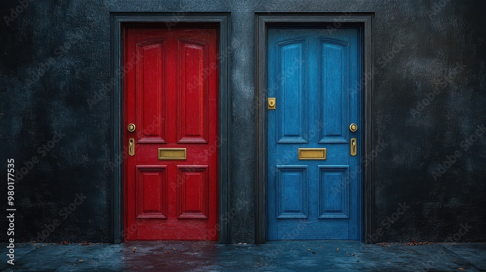 Two Doors in an Empty Room with Concrete Walls
Two Doors in an Empty Room with Concrete Walls