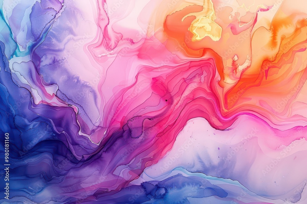 Fototapeta premium Fluid movement of neon watercolors in an abstract background