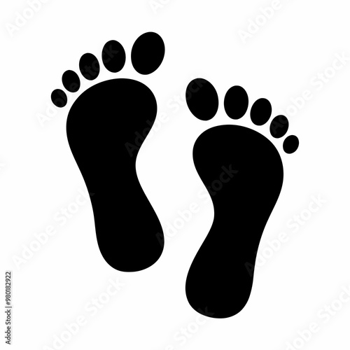 
human footprint silhouette vector, barefoot footprint icon