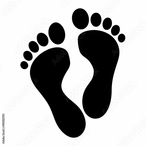 
footprint icon, classic barefoot footprints left and right