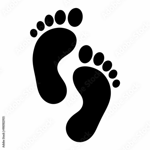 
footprint icon, classic barefoot footprints left and right