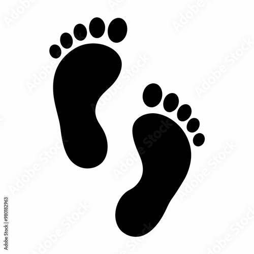 
footprint icon, classic barefoot footprints left and right