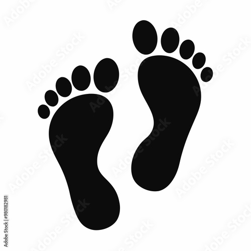 
footprint icon, classic barefoot footprints left and right