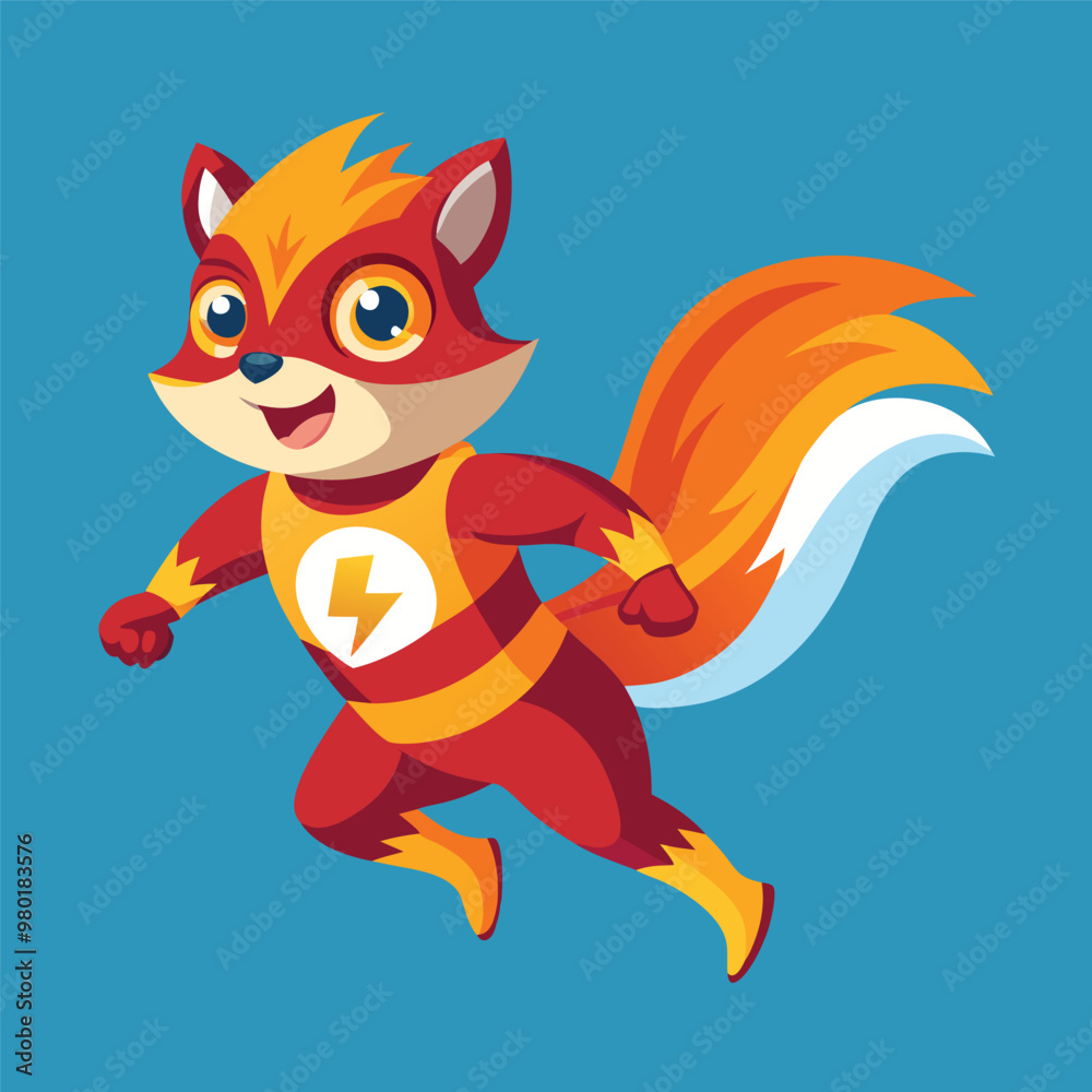 Squirrel superhero, Lightning Squirrel: The Super Jumper, isolated on dynamic and vibrant vector illustration Squirrel superhero, Lightning Squirrel: The Super Jumper, isolated on dynamic and vibrant vector illustration