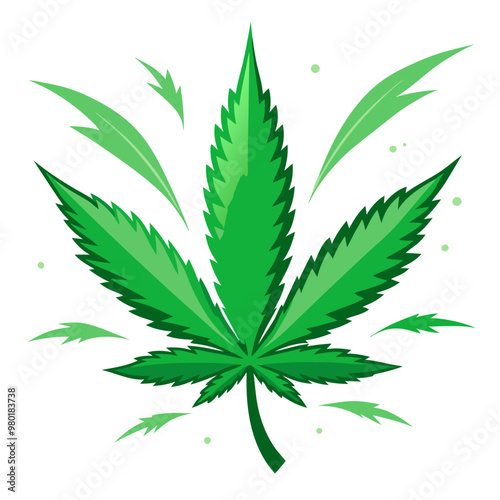 Cannabis Marijuana Leaf on White Background 